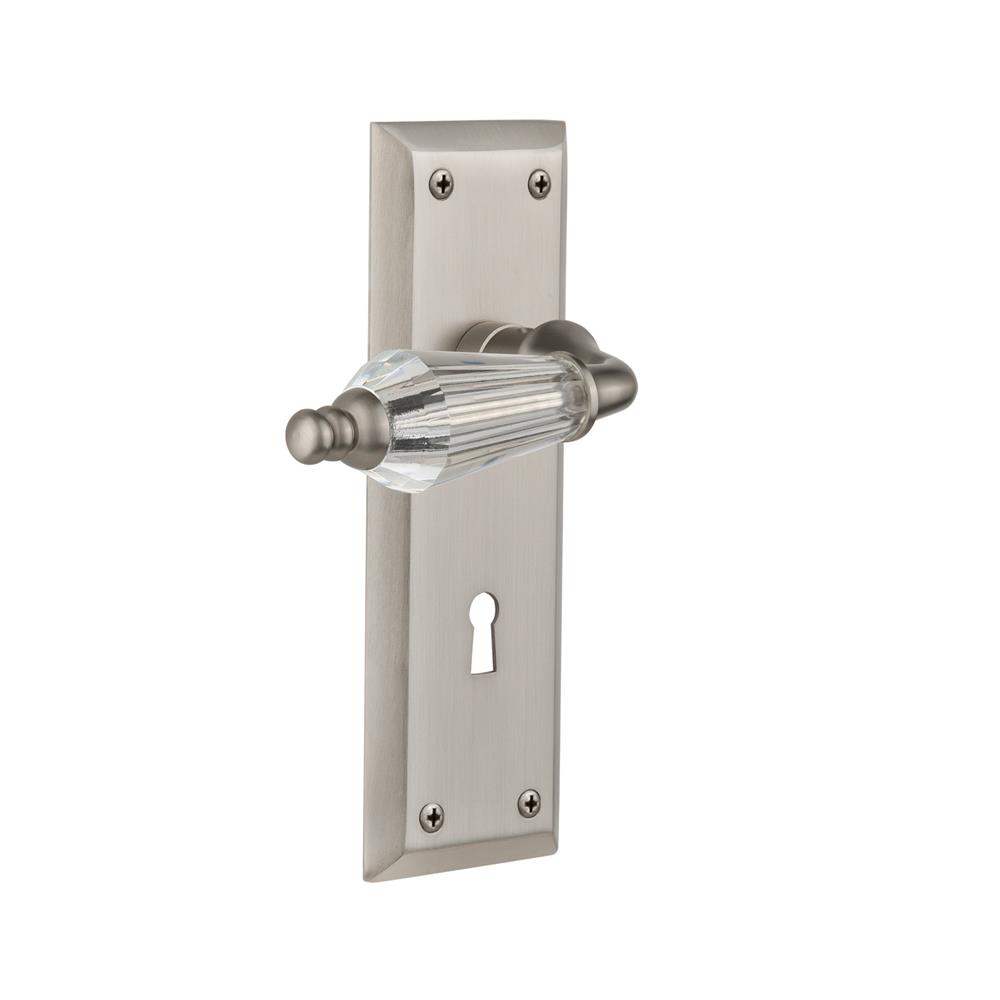 Nostalgic Warehouse 712019  New York Plate with Keyhole Passage Parlor Lever in Satin Nickel